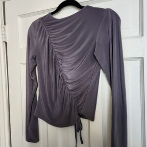 PrettyLittleThing Ruched Long Sleeve Blouse - Lavender Grey